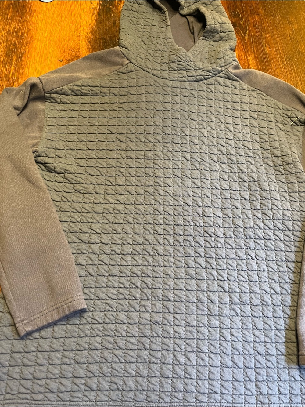 Men's Quilted Quality XL Columbia Brand Hooded Sweater - gunmetal blue